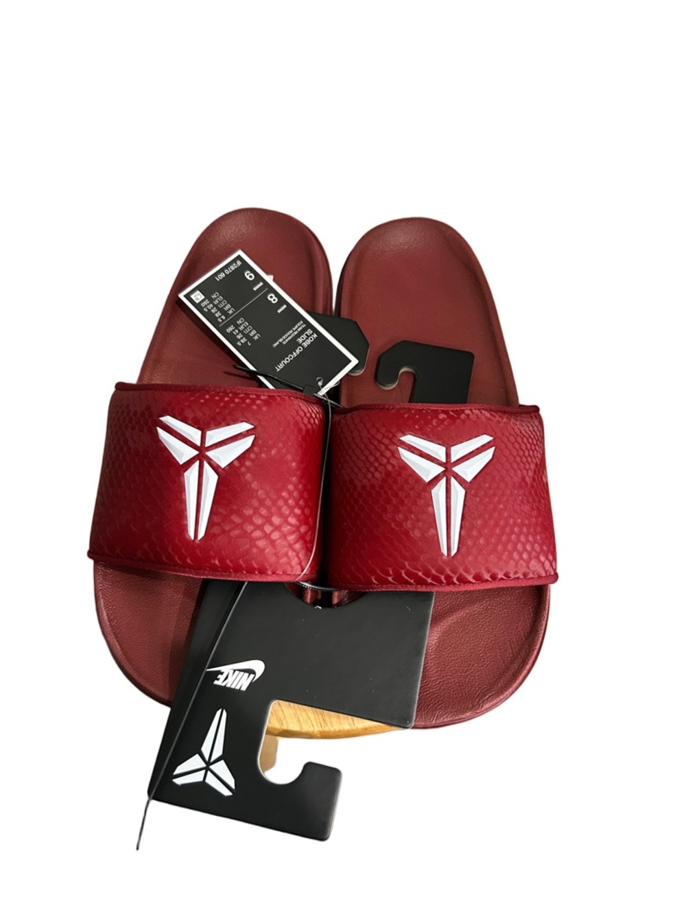 Nike Men’s Red Slide Sandals with White Kobe Logo